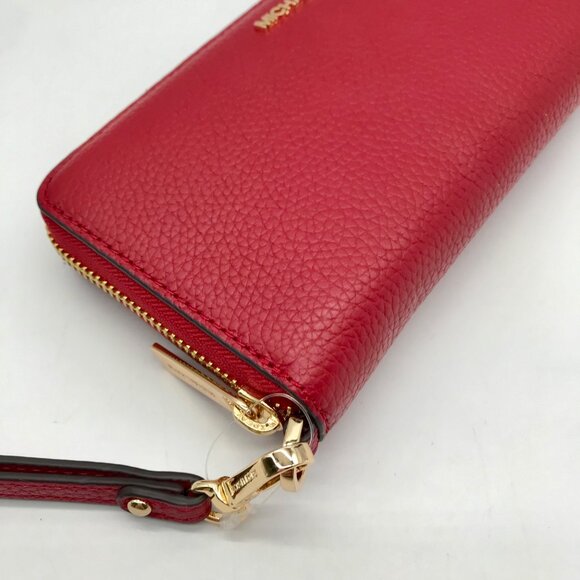 Michael Kors Red Pebbled Leather Jet Set Continental Wristlet - Picture 7 of 10
